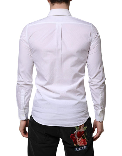 Dolce & Gabbana White Cotton MARTINI Long Sleeve Dress Shirt by Dolce & Gabbana