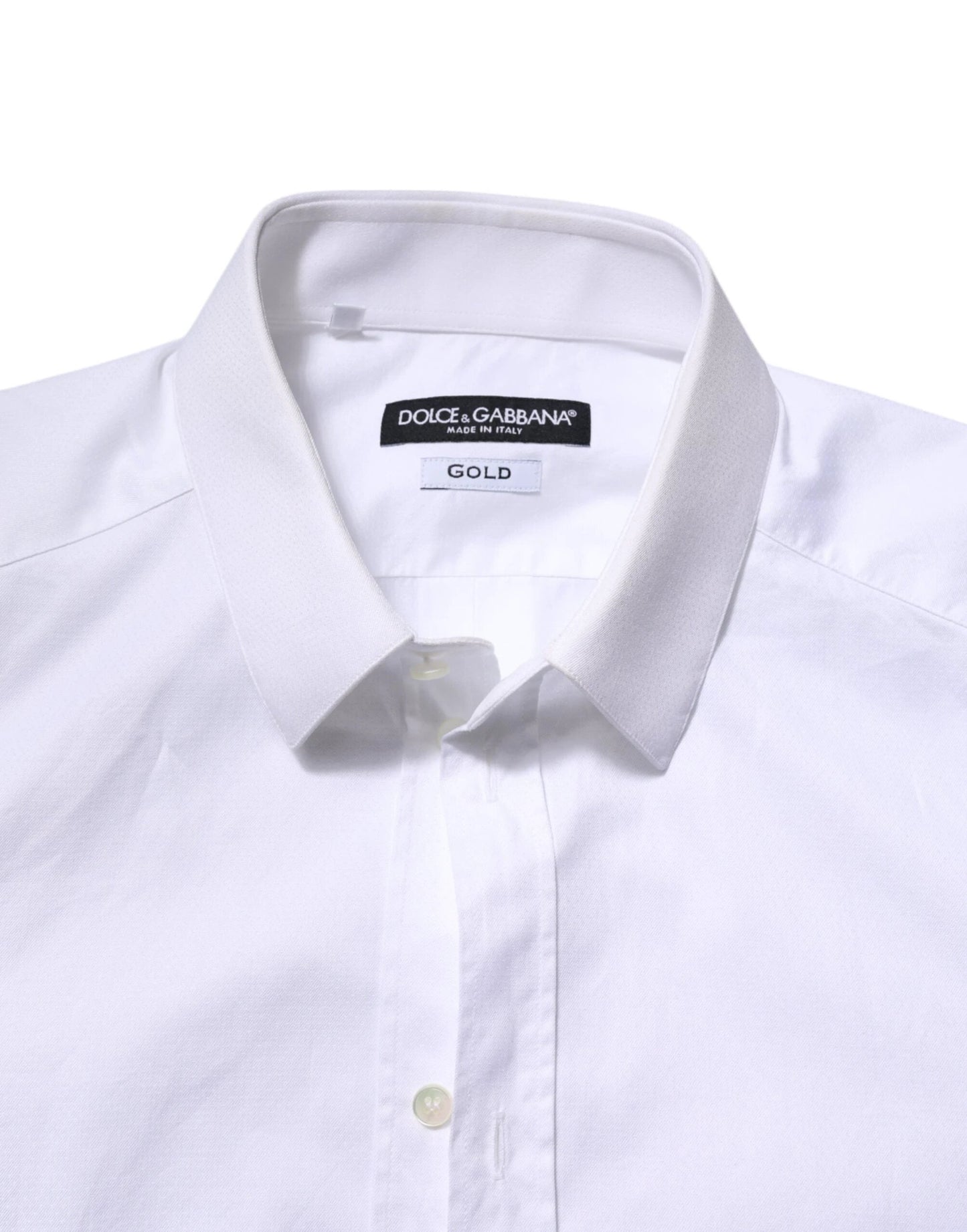 Dolce & Gabbana White Cotton GOLD Long Sleeve Men Dress Shirt by Dolce & Gabbana