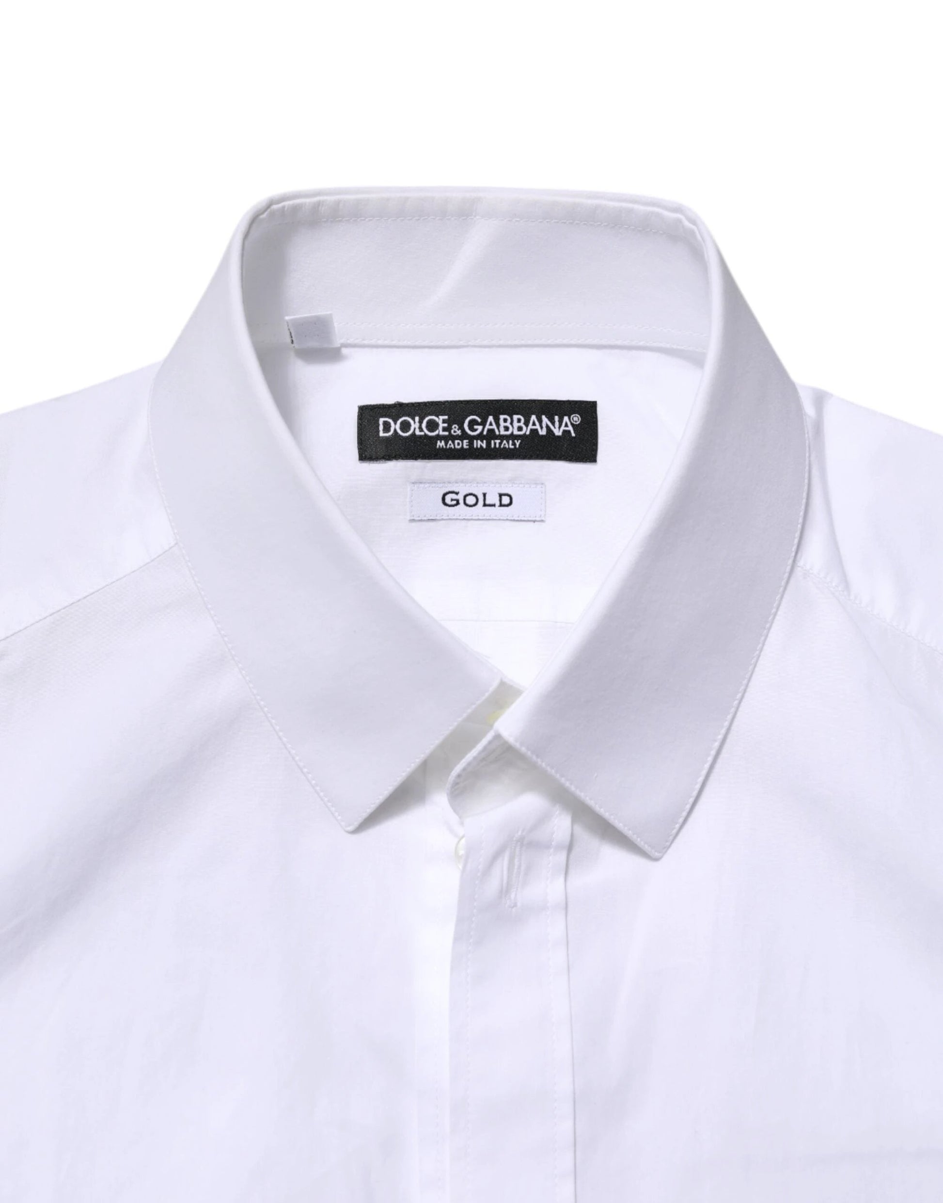 Dolce & Gabbana White Cotton GOLD Long Sleeve Men Dress Shirt by Dolce & Gabbana