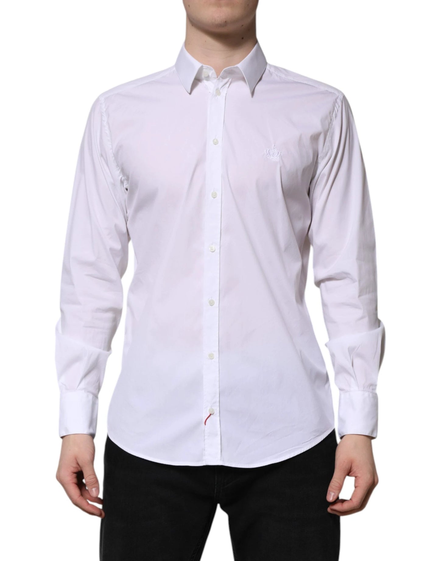 Dolce & Gabbana White Cotton MARTINI Long Sleeve Dress Shirt by Dolce & Gabbana