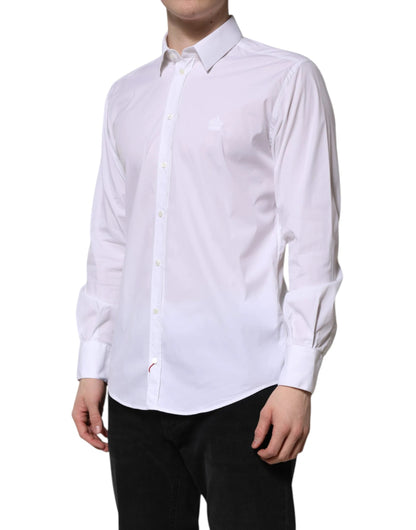 Dolce & Gabbana White Cotton MARTINI Long Sleeve Dress Shirt by Dolce & Gabbana