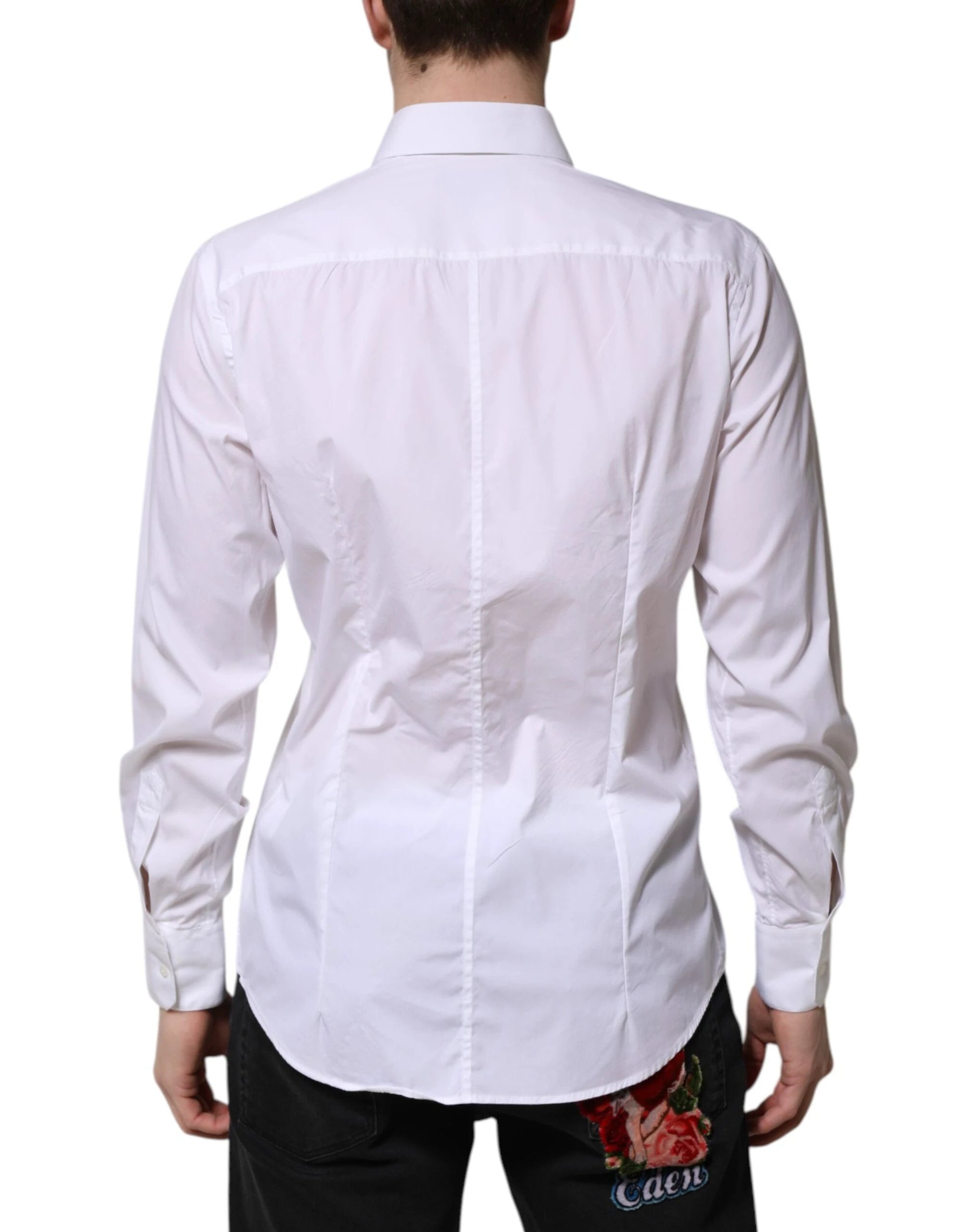 Dolce & Gabbana White Cotton MARTINI Long Sleeve Dress Shirt by Dolce & Gabbana