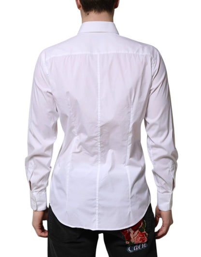 Dolce & Gabbana White Cotton MARTINI Long Sleeve Dress Shirt by Dolce & Gabbana