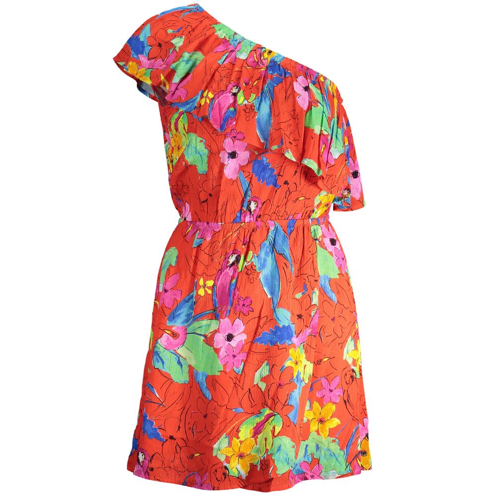 Robe Desigual femme courte asymétrique en viscose rouge – DE-38217