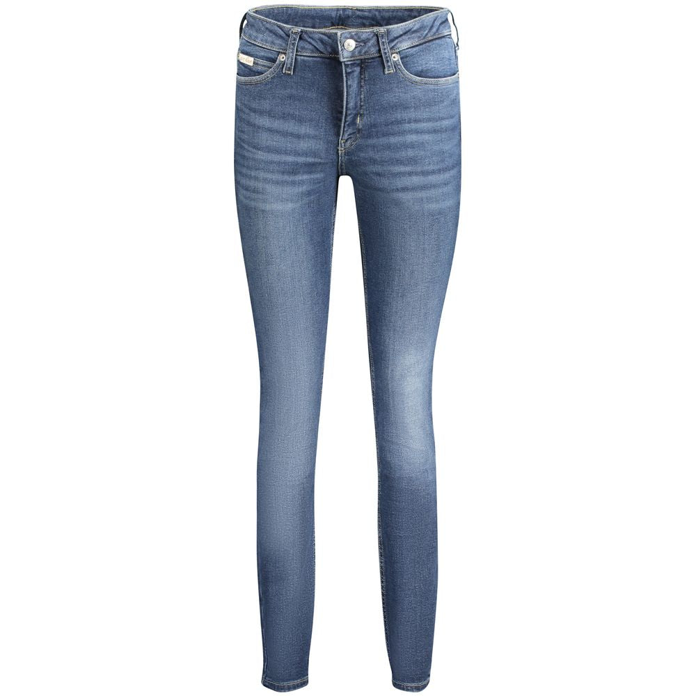 Jean Calvin Klein femme skinny taille mi-haute en coton bleu – CA-33777