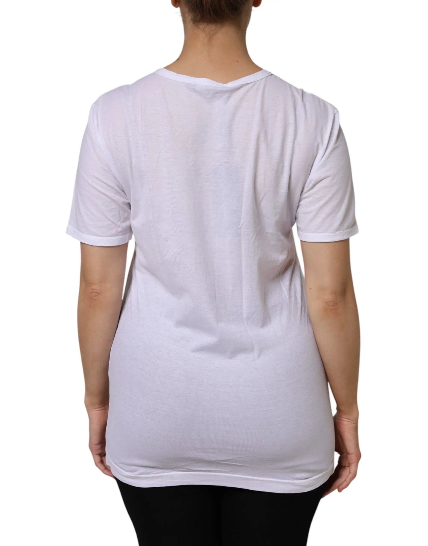 Dolce & Gabbana White Cotton Short Sleeves V-Neck Top T-shirt by Dolce & Gabbana