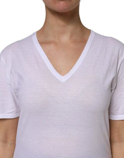 Dolce & Gabbana White Cotton Short Sleeves V-Neck Top T-shirt by Dolce & Gabbana