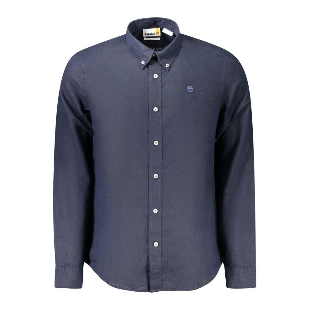 Timberland Blue Linen Men Shirt by Timberland