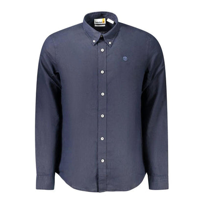 Timberland Blue Linen Men Shirt by Timberland