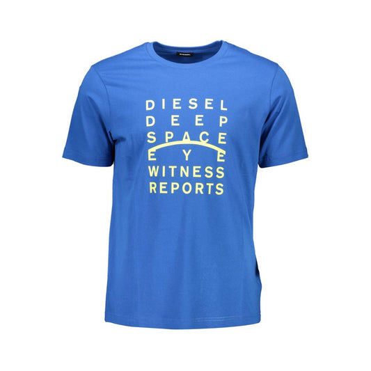 Diesel T-Shirt Homme – 100% Coton, Print Logo, Bleu