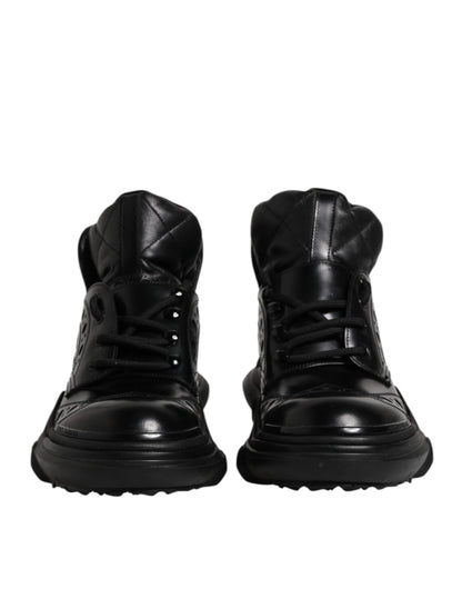 Dolce & Gabbana Black Leather Casual Mens Ankle Boots Shoes by Dolce & Gabbana