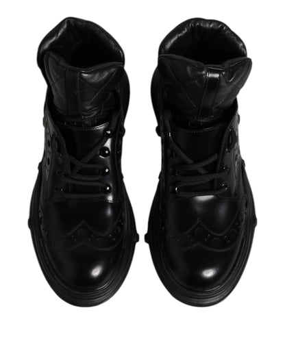 Dolce & Gabbana Black Leather Casual Mens Ankle Boots Shoes by Dolce & Gabbana