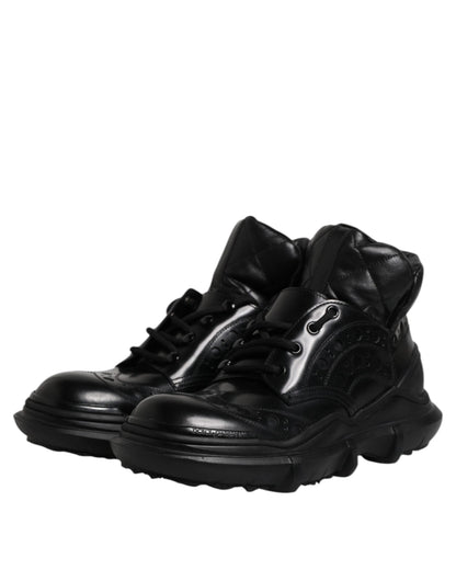 Dolce & Gabbana Black Leather Casual Mens Ankle Boots Shoes by Dolce & Gabbana