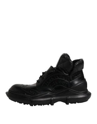 Dolce & Gabbana Black Leather Casual Mens Ankle Boots Shoes by Dolce & Gabbana