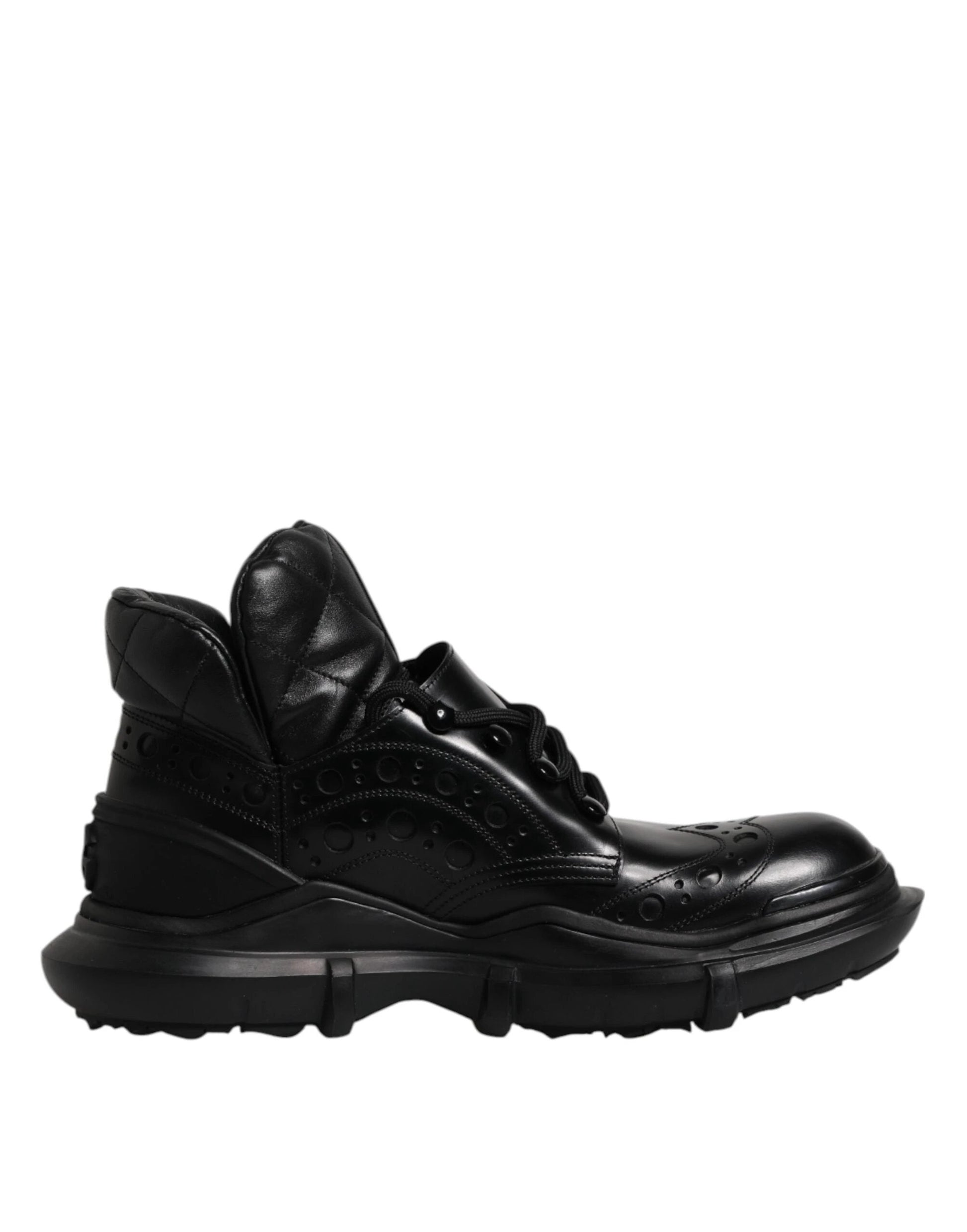 Dolce & Gabbana Black Leather Casual Mens Ankle Boots Shoes by Dolce & Gabbana