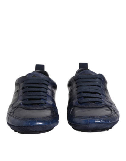 Baskets Dolce & Gabbana homme en cuir de crocodile bleu foncé – MV7352