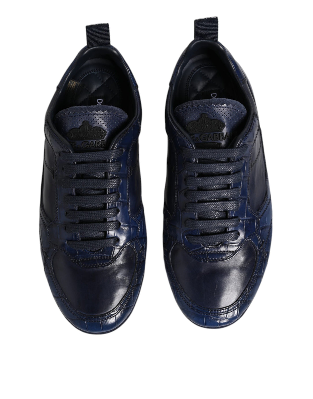 Baskets Dolce & Gabbana homme en cuir de crocodile bleu foncé – MV7352
