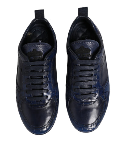 Baskets Dolce & Gabbana homme en cuir de crocodile bleu foncé – MV7352
