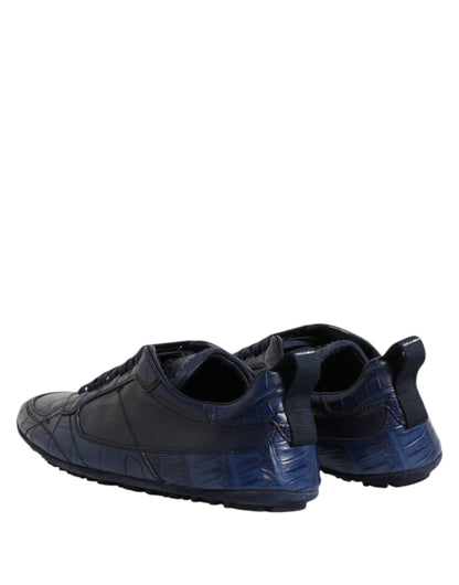Baskets Dolce & Gabbana homme en cuir de crocodile bleu foncé – MV7352
