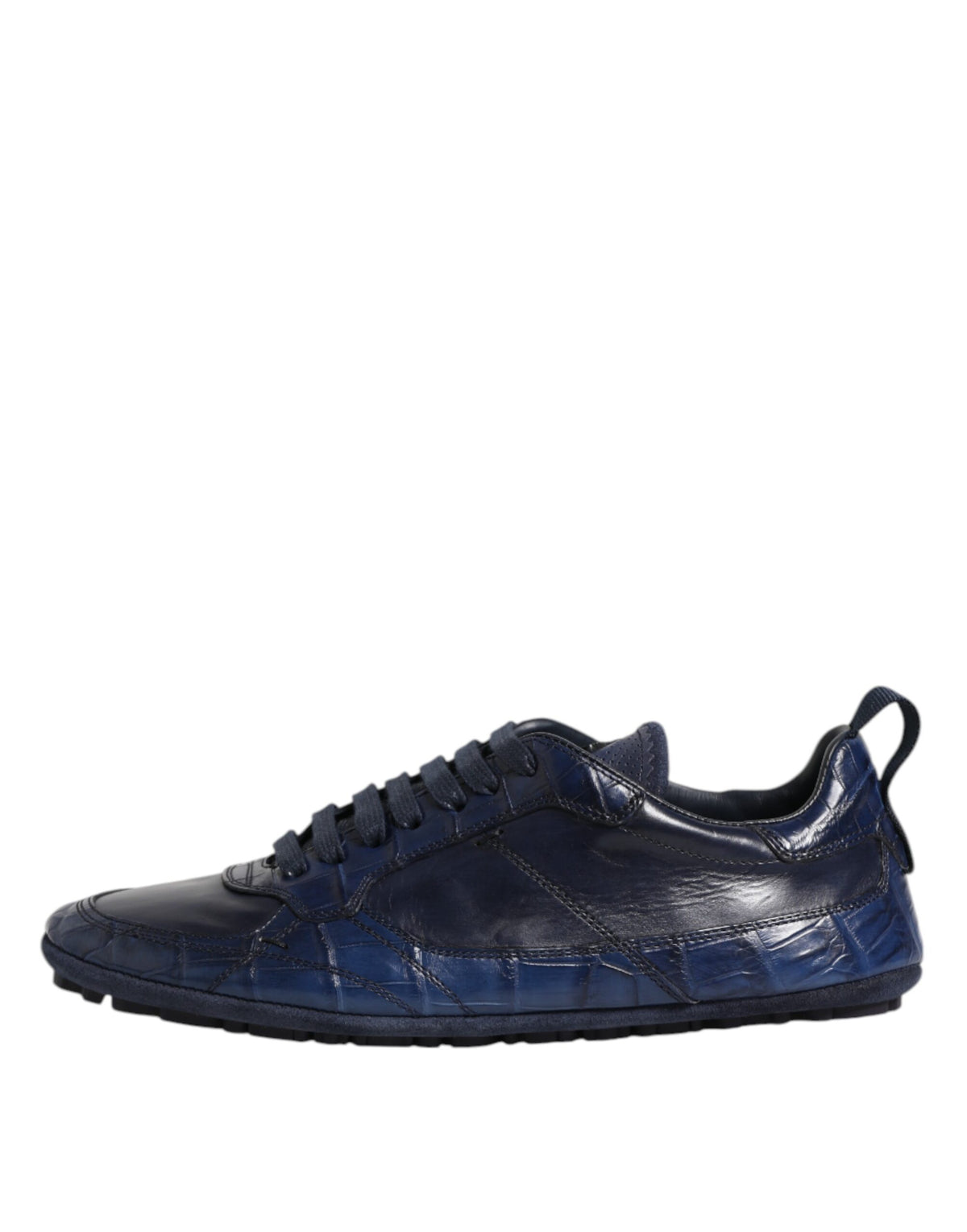 Baskets Dolce & Gabbana homme en cuir de crocodile bleu foncé – MV7352