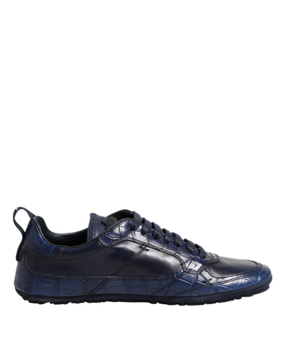 Baskets Dolce & Gabbana homme en cuir de crocodile bleu foncé – MV7352