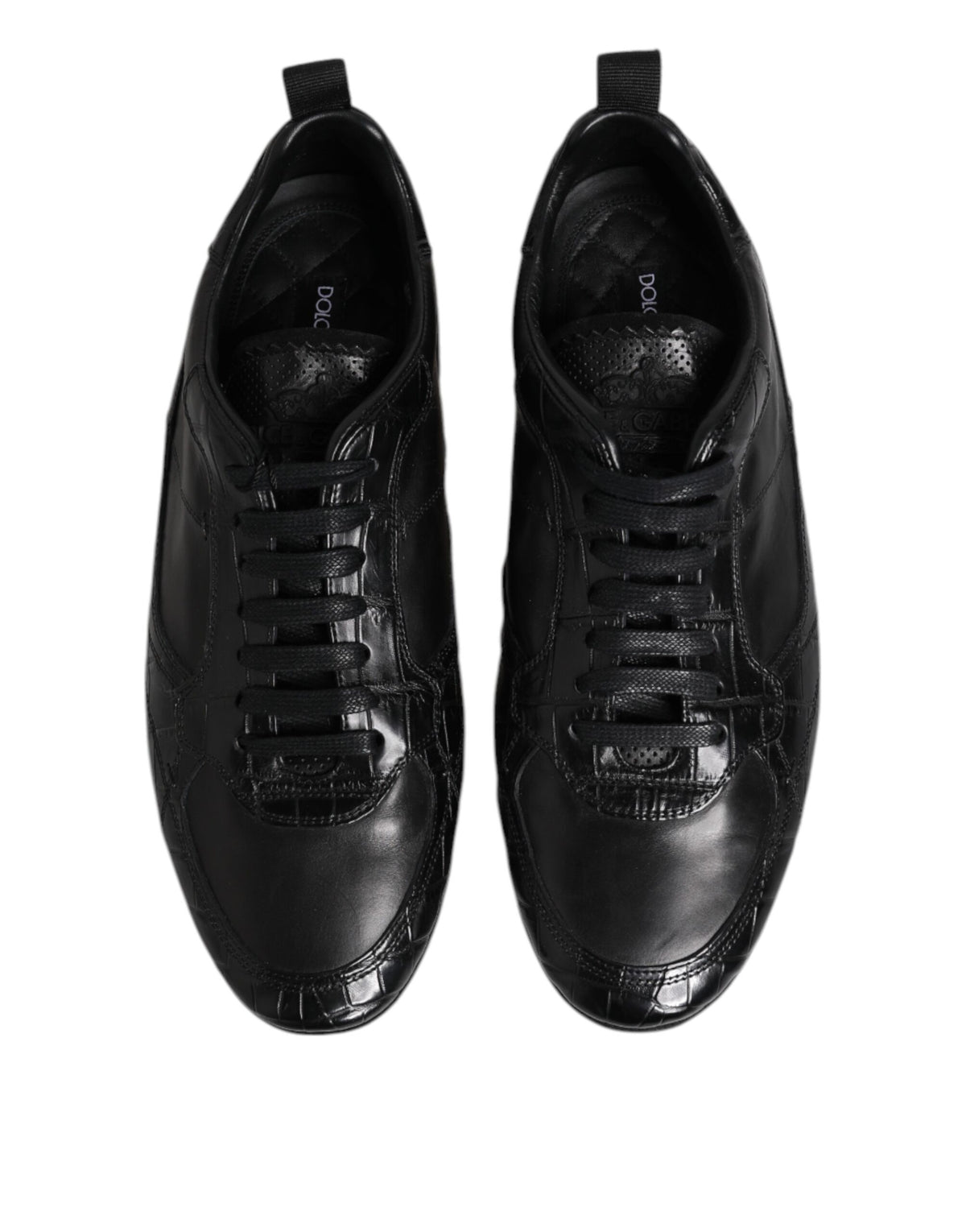 Baskets Dolce & Gabbana homme en cuir de crocodile et veau noir – MV7353