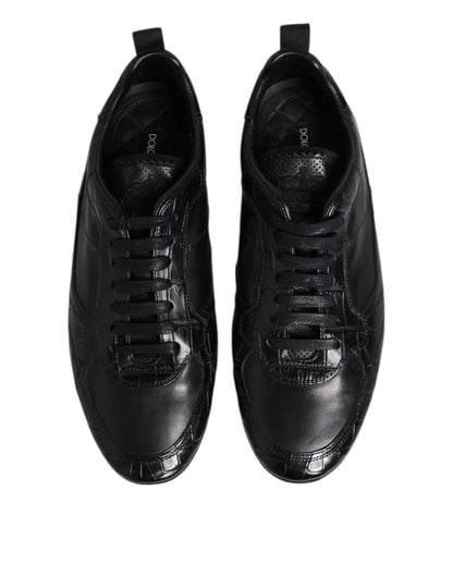 Baskets Dolce & Gabbana homme en cuir de crocodile et veau noir – MV7353