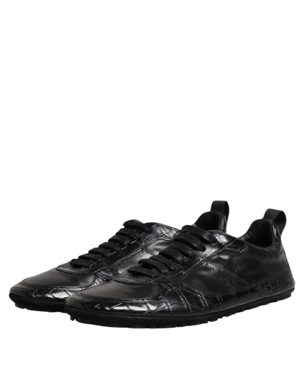 Baskets Dolce & Gabbana homme en cuir de crocodile et veau noir – MV7353