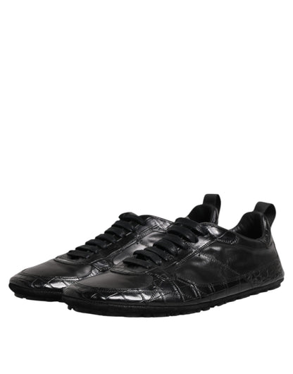 Baskets Dolce & Gabbana homme en cuir de crocodile et veau noir – MV7353