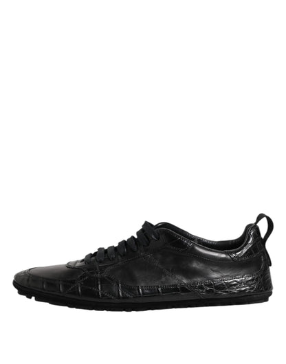 Baskets Dolce & Gabbana homme en cuir de crocodile et veau noir – MV7353