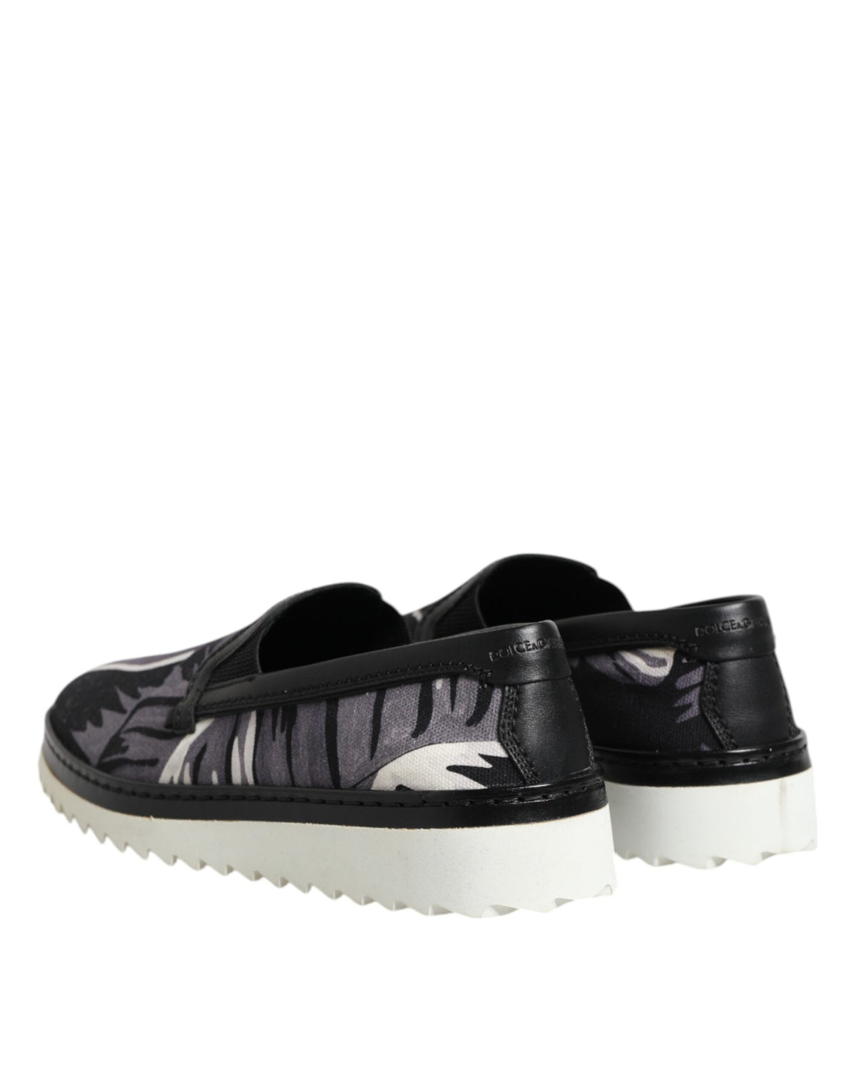 Baskets Dolce & Gabbana homme slip-on Tropical en coton et cuir noir – MV7359
