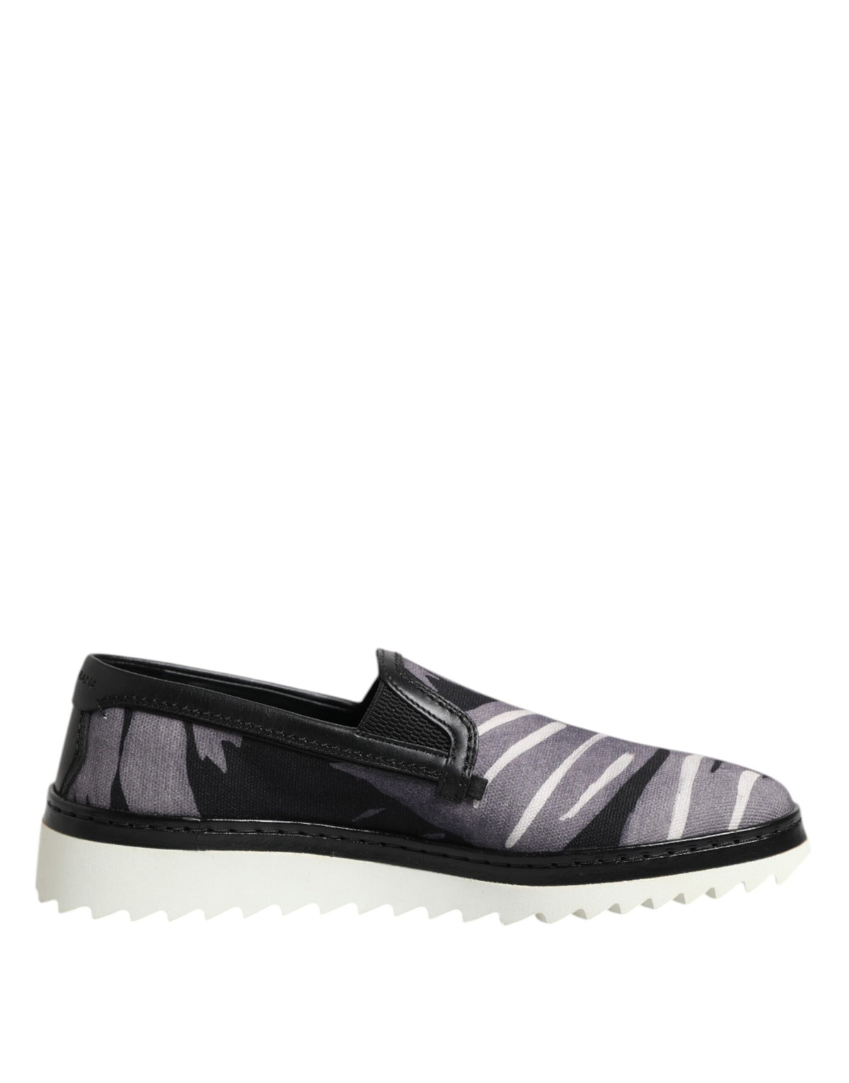 Baskets Dolce & Gabbana homme slip-on Tropical en coton et cuir noir – MV7359
