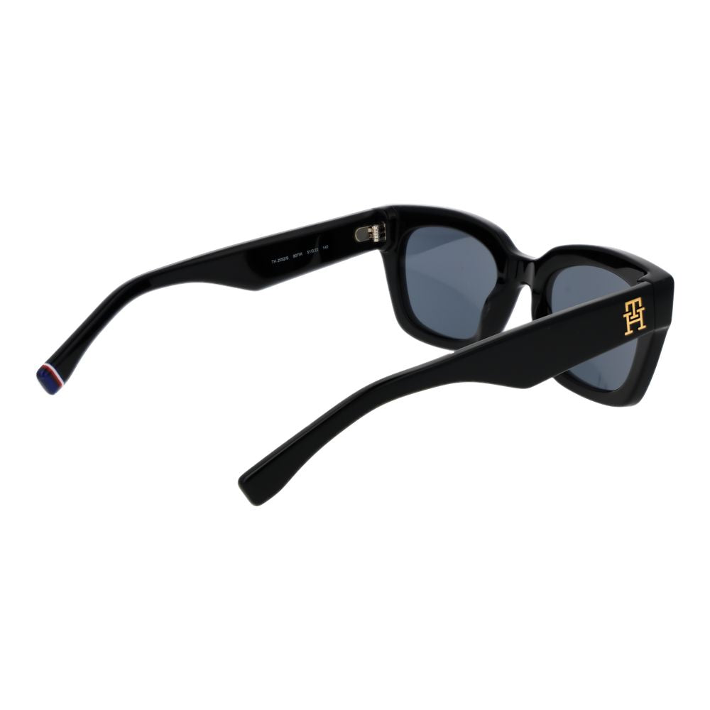 Tommy Hilfiger Lunettes de Soleil Noires en Acétate Pour Femme Monture Pleine Verres Gris UV 100 Pour Cent