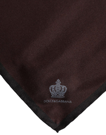 Lenço Quadrado de Seda Castanho com Coroa DG Dolce & Gabbana para Homem