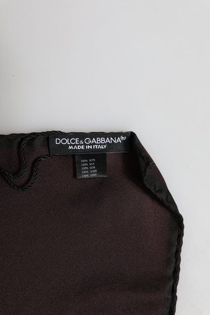 Lenço Quadrado de Seda Castanho com Coroa DG Dolce & Gabbana para Homem