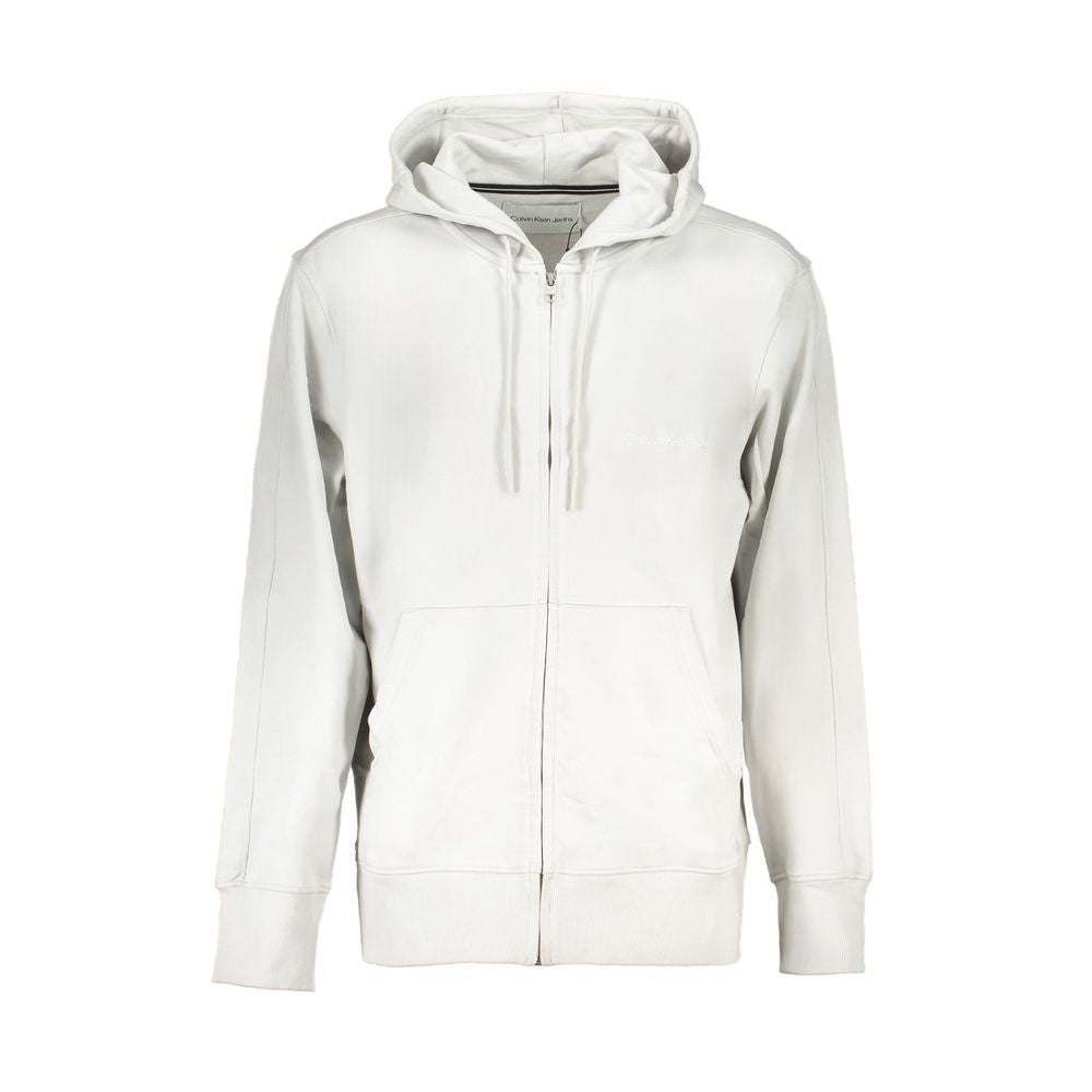 Sweat à capuche zippé Calvin Klein homme en coton gris – CA-29474