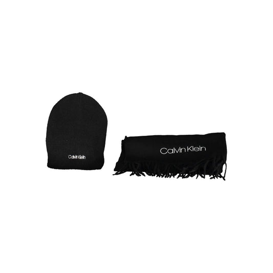 Ensemble écharpe et bonnet Calvin Klein homme en acrylique noir – CA-18408