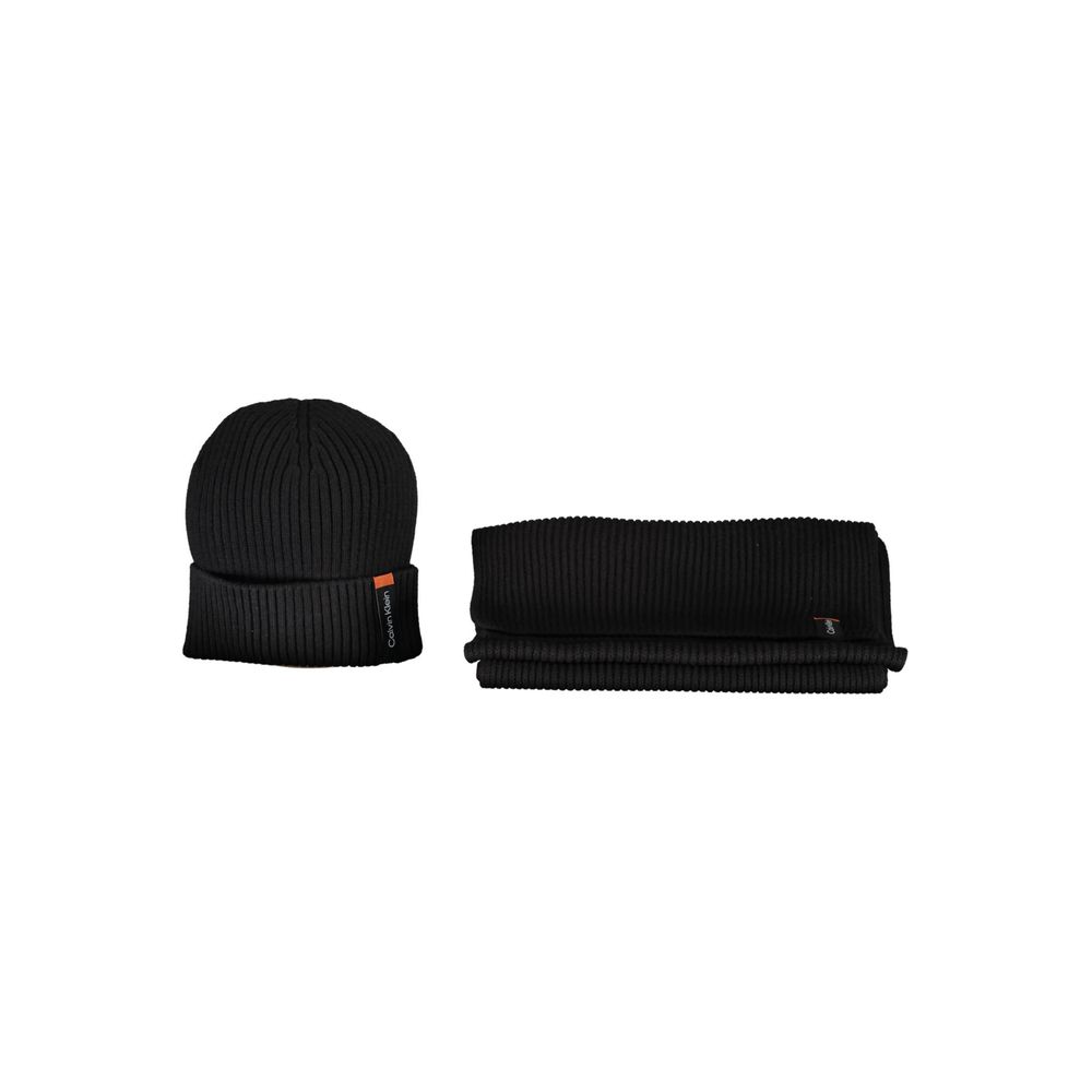 Ensemble écharpe et bonnet Calvin Klein homme en acrylique noir – CA-18409