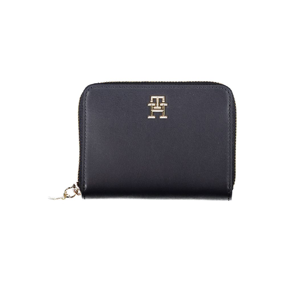 Tommy Hilfiger Portefeuille Femme Polyuréthane Bleu Avec Fermeture Éclair Et Compartiments Multiples