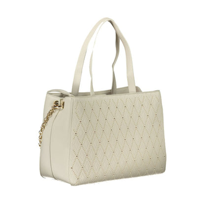 Valentino Bianco Polyurethane Women's Bag with Two Handles and Chain Strap