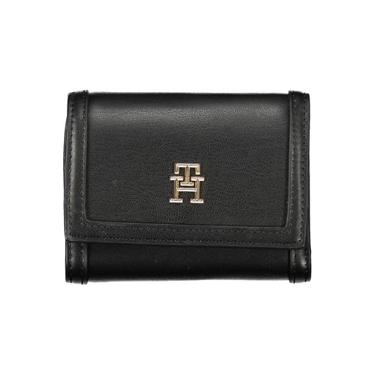 Tommy Hilfiger Portefeuille Femme Polyuréthane Noir Avec Double Emplacements Carte Et PorteMonnaie Logo