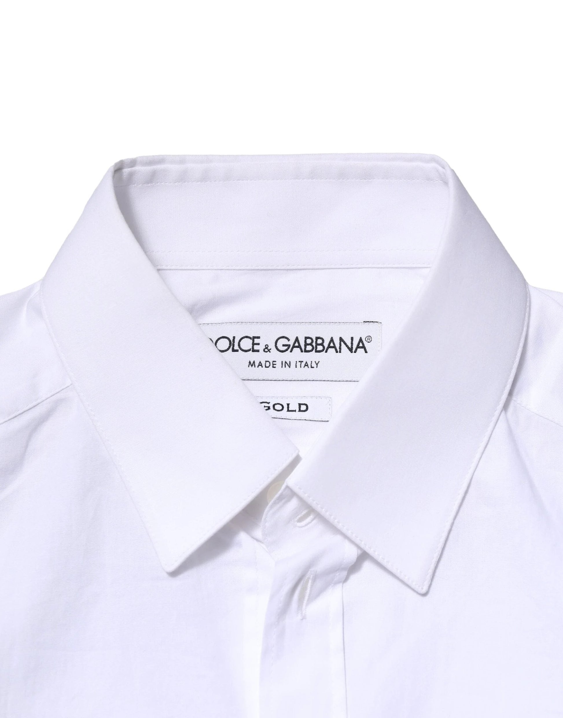 Dolce & Gabbana White Cotton GOLD Long Sleeves Dress Shirt by Dolce & Gabbana