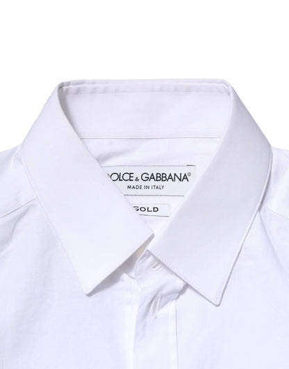 Dolce & Gabbana White Cotton GOLD Long Sleeves Dress Shirt by Dolce & Gabbana
