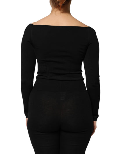 Dolce & Gabbana Black Viscose Long Sleeve Pullover Blouse Top