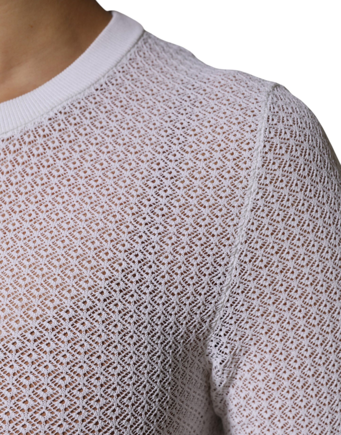 Dolce & Gabbana White Round Neck Long Sleeves Pullover Top