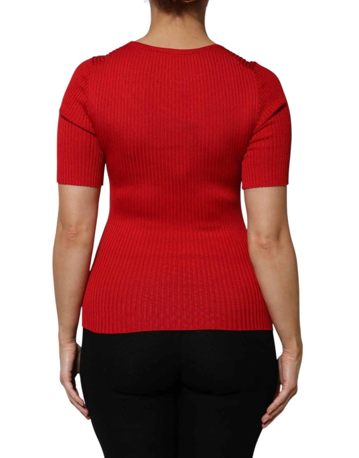 Dolce & Gabbana Red Round Neck Short Sleeves Pullover Top by Dolce & Gabbana