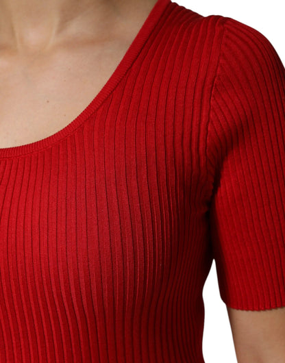 Dolce & Gabbana Red Round Neck Short Sleeves Pullover Top by Dolce & Gabbana