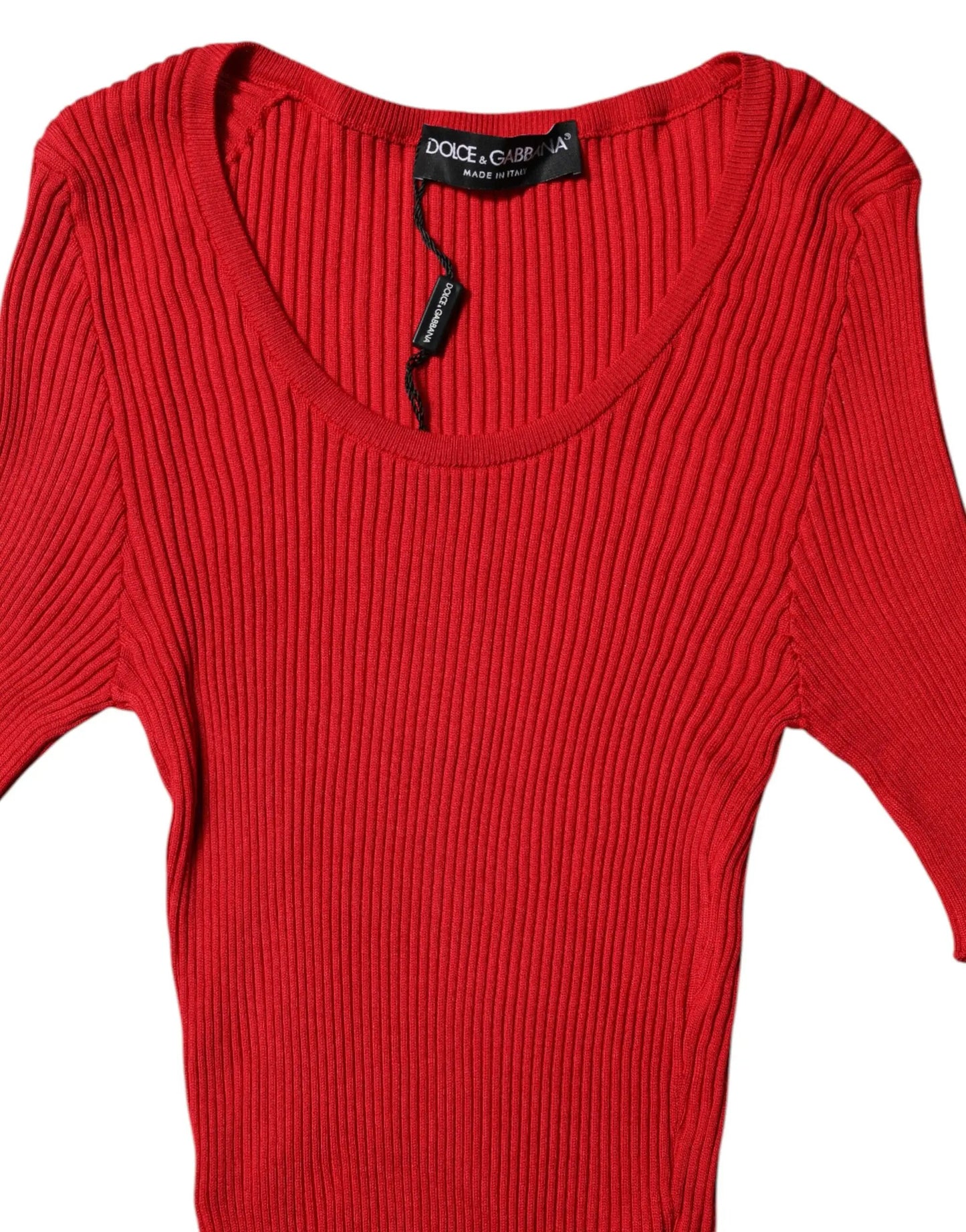 Dolce & Gabbana Red Round Neck Short Sleeves Pullover Top by Dolce & Gabbana