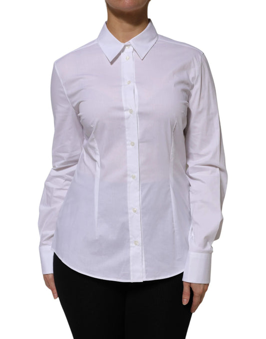 Dolce & Gabbana White Cotton Collared Long Sleeves Shirt Top by Dolce & Gabbana