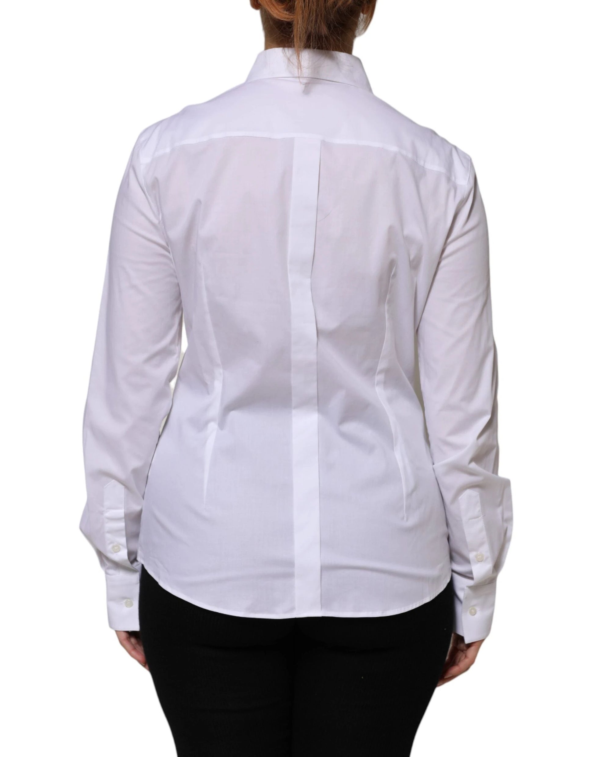 Dolce & Gabbana White Cotton Collared Long Sleeves Shirt Top by Dolce & Gabbana
